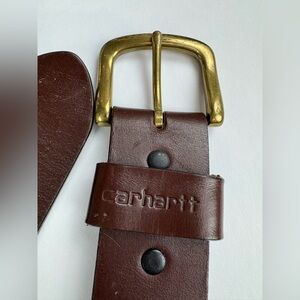 Carhartt Leather Belt Brown Size 50 Brass Buckle
